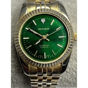 Milan MLN1003 Ladies Watch New Battery Green Dial 25MM 5.5" Stretch Band H75